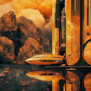 Koi Cloister style, Midjourney V6.1: cinematic shot from sci-fi movie