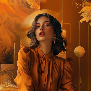 Koi Cloister style, Midjourney V6.1: photographic portrait of female protagonist
