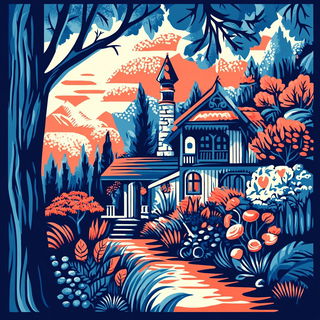 Cobaltrove style, Midjourney V6.1: retro fairy-tale illustration