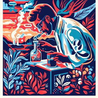 Cobaltrove style, Midjourney V6.1: editorial illustration for popular scientific magazine cover