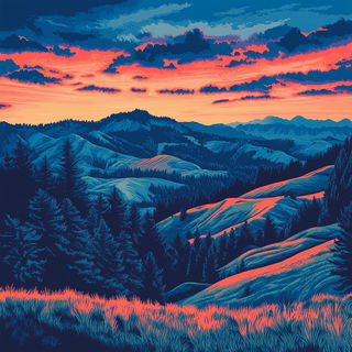 Cobaltrove style, Midjourney V6.1: realistic landscape photograph of quiet dawn