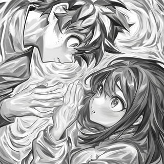 Xyloglyph style, Midjourney V6.1: black-and-white manga comic strip