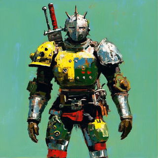 Thundercut style, Midjourney V6.1: concept art character design of retropunk steam knight