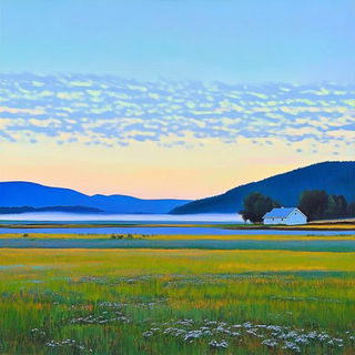 Thundercut style, Midjourney V6.1: realistic landscape photograph of quiet dawn