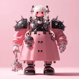 Lavachromia style, Midjourney V6.1: concept art character design of retropunk steam knight