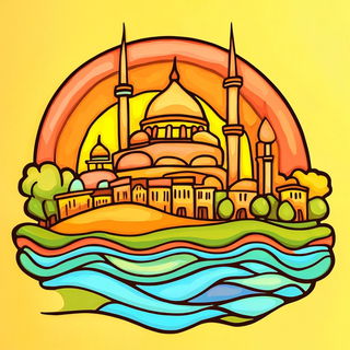 Quinacridone Topograph style, Midjourney V6.1: bold minimalist logo design for Istanbul city municipal services
