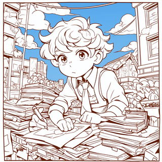 Quinacridone Topograph style, Midjourney V6.1: black-and-white manga comic strip
