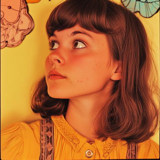 Quinacridone Topograph style, Midjourney V6.1: photographic portrait of female protagonist