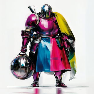 Engraviturgia style, Midjourney V6.1: concept art character design of retropunk steam knight