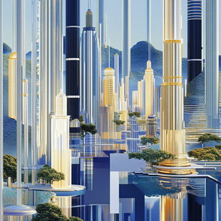 Mistsaucer Modernism style, Midjourney V6.1: megacity with futuristic bioarchitecture
