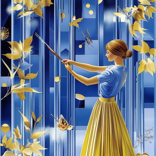 Mistsaucer Modernism style, Midjourney V6.1: retro fairy-tale illustration