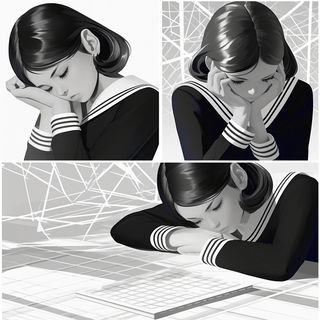 Mistsaucer Modernism style, Midjourney V6.1: black-and-white manga comic strip