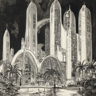 Briarshield Atelier style, Midjourney V6.1: megacity with futuristic bioarchitecture