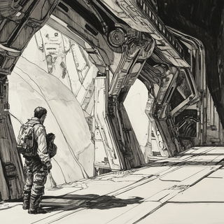 Briarshield Atelier style, Midjourney V6.1: cinematic shot from sci-fi movie