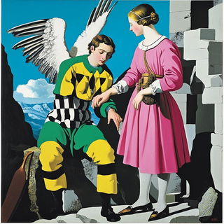Masonryth style, Midjourney V6.1: classical 18th-century oil painting