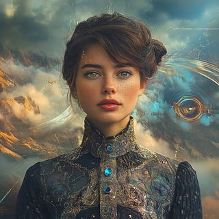 Paper Aviary style, Midjourney V6.1: photographic portrait of female protagonist
