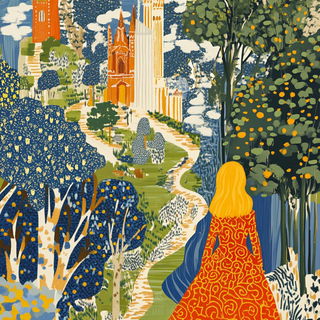 Cloisonne Coast style, Midjourney V6.1: retro fairy-tale illustration