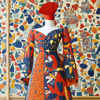 Cloisonne Coast style, Midjourney V6.1: haute-couture fashion outfit