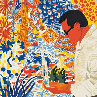 Cloisonne Coast style, Midjourney V6.1: editorial illustration for popular scientific magazine cover