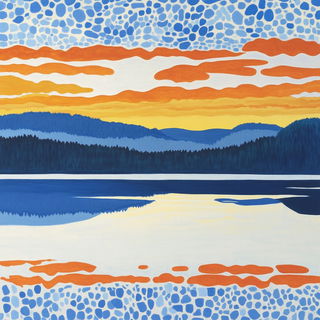 Cloisonne Coast style, Midjourney V6.1: realistic landscape photograph of quiet dawn