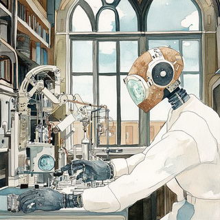 Arch and Thread style, Midjourney V6.1: editorial illustration for popular scientific magazine cover