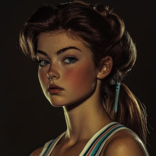 Skylattice style, Midjourney V6.1: photographic portrait of female protagonist