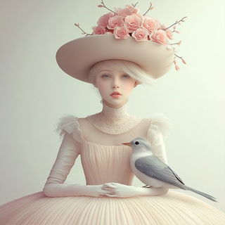 Flickerfjord style, Midjourney V6.1: haute-couture fashion outfit
