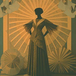 Majolica Riot style, Midjourney V6.1: haute-couture fashion outfit