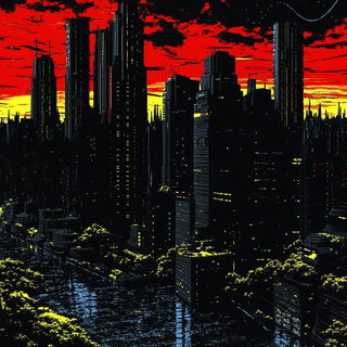 Glazoonics style, Midjourney V6.1: megacity with futuristic bioarchitecture