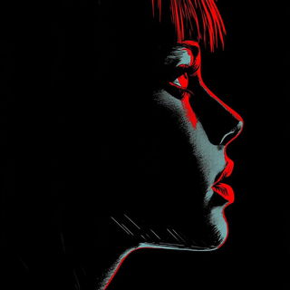 Glazoonics style, Midjourney V6.1: photographic portrait of female protagonist