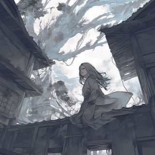 Rosegold Chromolithia style, Midjourney V6.1: black-and-white manga comic strip