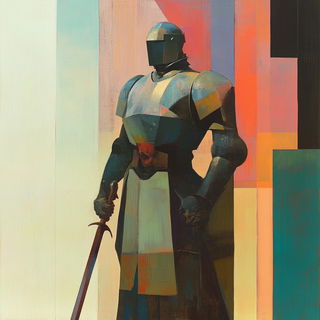 Xerographic Torii style, Midjourney V6.1: concept art character design of retropunk steam knight