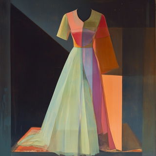 Xerographic Torii style, Midjourney V6.1: haute-couture fashion outfit