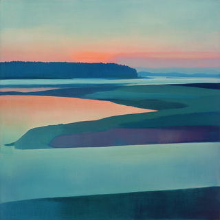 Xerographic Torii style, Midjourney V6.1: realistic landscape photograph of quiet dawn