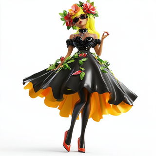 Botanical Choropleth style, Midjourney V6.1: haute-couture fashion outfit