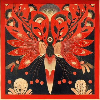 Arcology Foxtrot style, Midjourney V6.1: traditional folk art