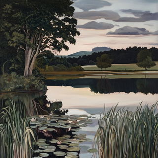 Hatching Sunkenworlds style, Midjourney V6.1: realistic landscape photograph of quiet dawn