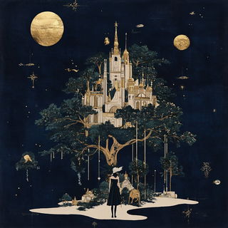 Amber Reliquary style, Midjourney V6.1: retro fairy-tale illustration