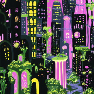 Mycelium Noir Panels style, Midjourney V6.1: megacity with futuristic bioarchitecture