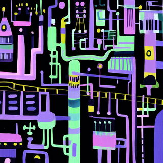 Mycelium Noir Panels style, Midjourney V6.1: technical infrastructure blueprint schematics