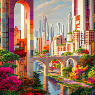 Coral Knotwork style, Midjourney V6.1: megacity with futuristic bioarchitecture