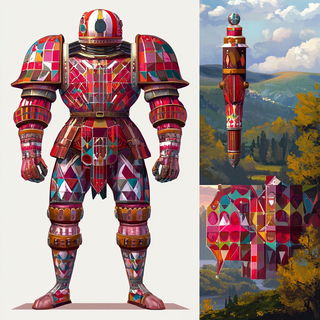 Coral Knotwork style, Midjourney V6.1: concept art character design of retropunk steam knight