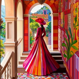 Coral Knotwork style, Midjourney V6.1: haute-couture fashion outfit