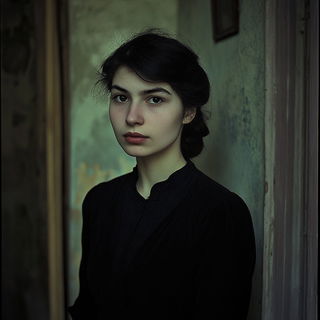 Aeromosaic style, Midjourney V6.1: photographic portrait of female protagonist