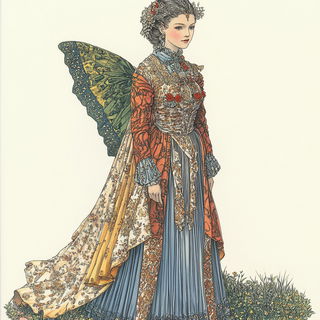 Decklefire Narrative style, Midjourney V6.1: haute-couture fashion outfit