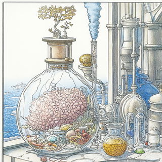 Decklefire Narrative style, Midjourney V6.1: editorial illustration for popular scientific magazine cover