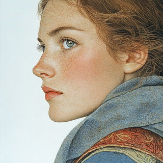 Decklefire Narrative style, Midjourney V6.1: photographic portrait of female protagonist