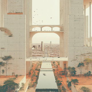Moonletter Signworks style, Midjourney V6.1: megacity with futuristic bioarchitecture
