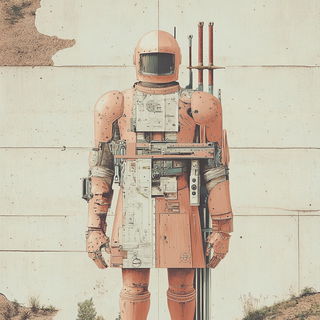 Moonletter Signworks style, Midjourney V6.1: concept art character design of retropunk steam knight