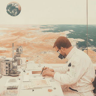 Moonletter Signworks style, Midjourney V6.1: editorial illustration for popular scientific magazine cover